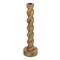 Hello Honey® 14" Tall Natural Hand-Carved Mango Wood Twisted Taper Candle Holder